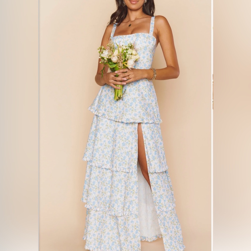 Show Me Your MuMu Blue Floral Maxi Dress